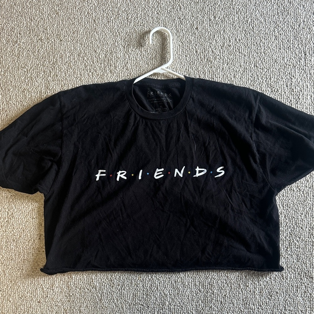 FRIENDS Black Cropped Tee with Logo cropped